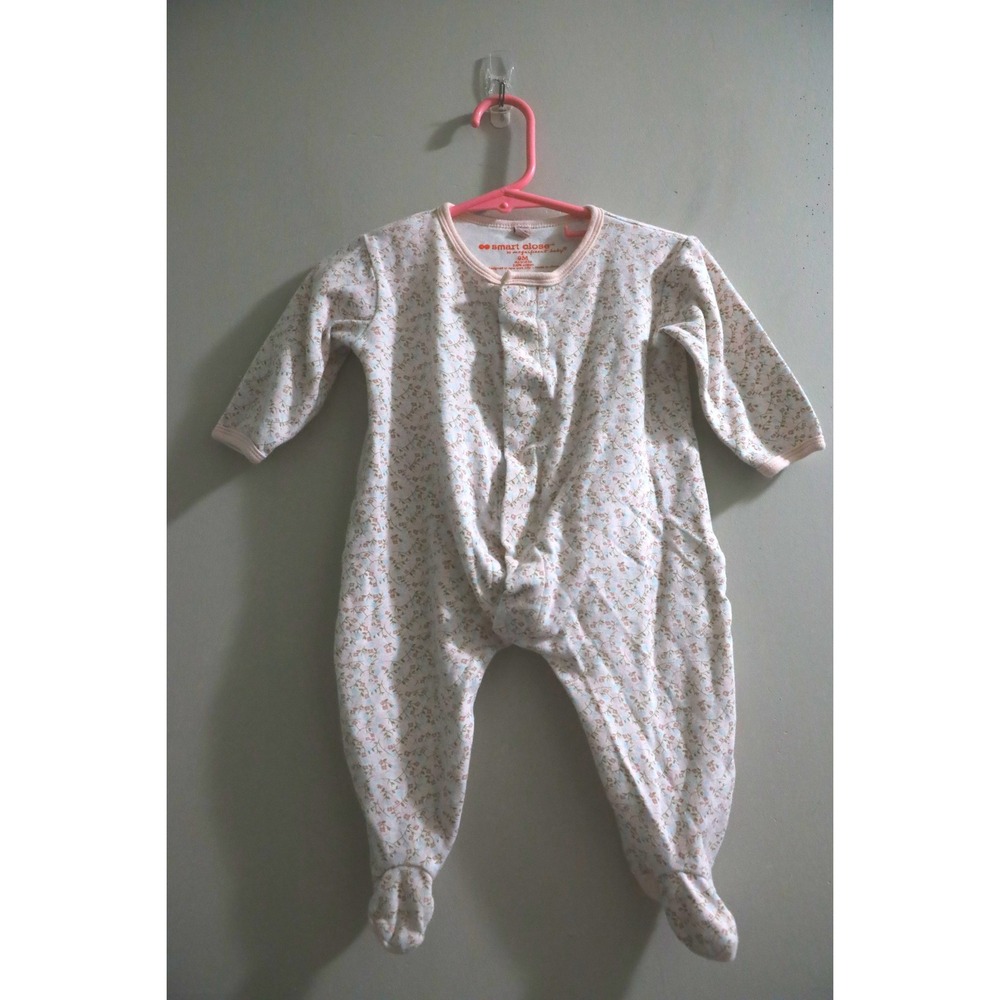 Smart Close Magnificent Baby Floral Magnetic Footed Sleeper Pink Cream 9M